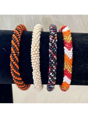 HAND CRAFTED in Nepal Beaded Bracelets (set of 4) #230